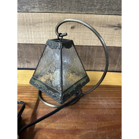 J Devlin Stained Glass Hanging Lantern Decorative Accent Night Light Clear - Picture 6 of 8